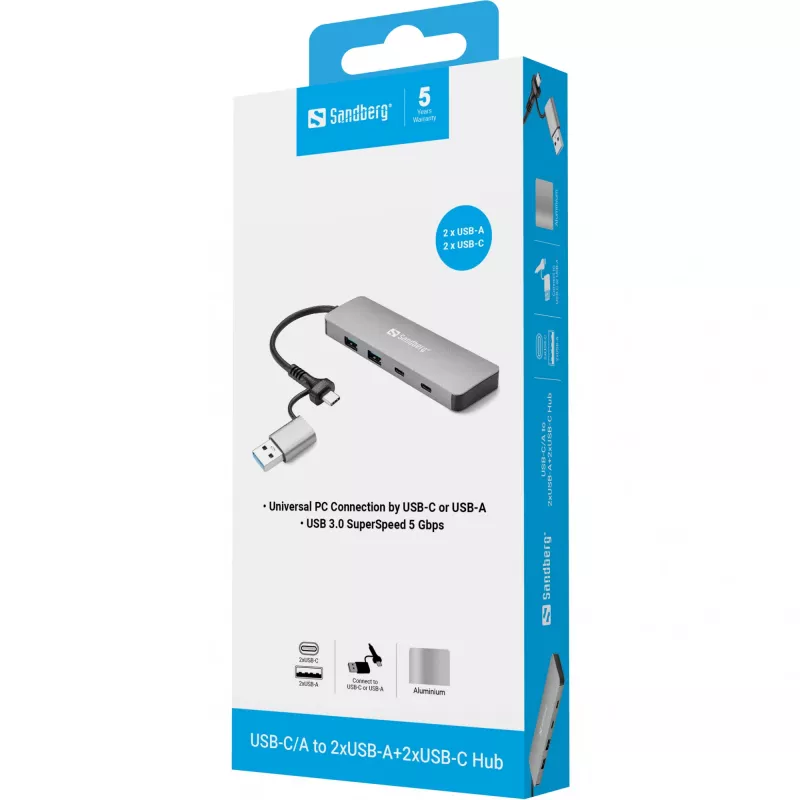 Sandberg USB-C/A na 2xUSB-A+2xUSB-C hub