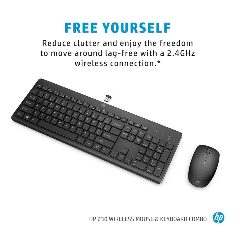 Bezdrôtová sada myši a klávesnice HP 230 Full-Size čierna