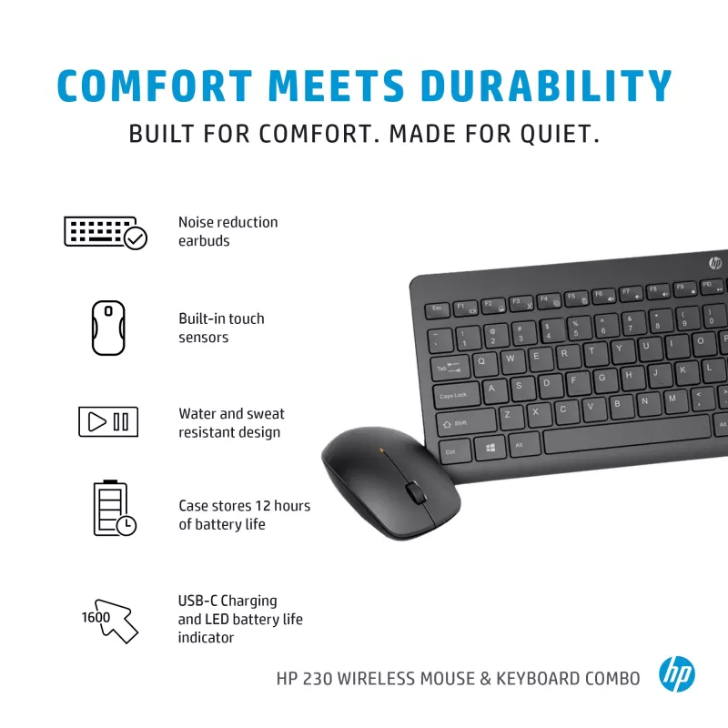 Bezdrôtová sada myši a klávesnice HP 230 Full-Size čierna
