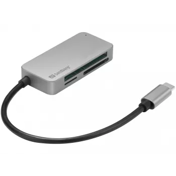 Sandberg USB-C Multi Card Reader Pro, CF, MMC, MicroSD (TransFlash), SD, SDHC, SDXC, xD, čierna, USB 3.2 Gen 1 (3.1 Gen 1) Type-C, 1 ks, 82 mm, 23 mm
