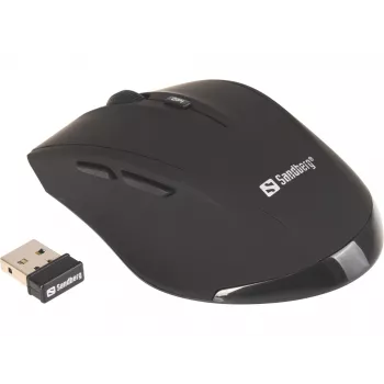 Sandberg Wireless myš Pro, pravácka, optická, RF Wireless, 1600 DPI, čierna