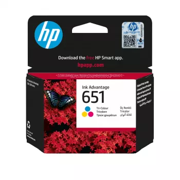 HP 651 tri-color originálna Ink Advantage kazeta, azúrová, purpurová, žltá, 1 ks, 300 strán