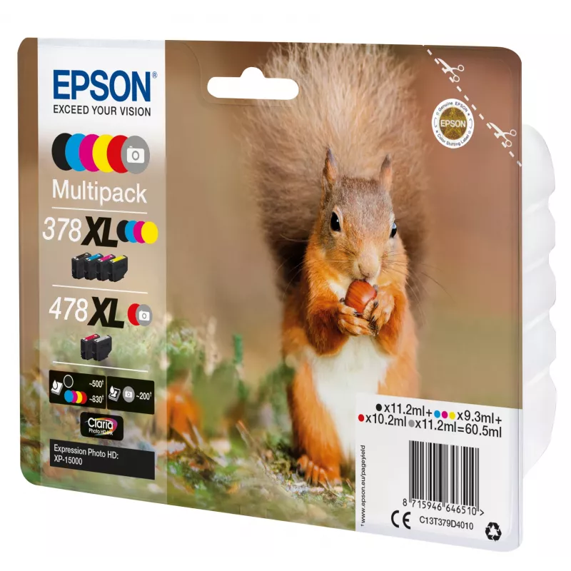 Epson Squirrel Multipack 6 farieb 378XL / 478XL Claria Photo HD atrament