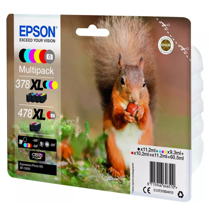 Epson Squirrel Multipack 6 farieb 378XL / 478XL Claria Photo HD atrament
