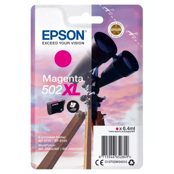 Epson jednotlivé balenie purpurová 502XL atrament, vysoká (XL) výdrž, purpurová, pigmentový atrament, 6,4 ml, 1 ks, 470 strán