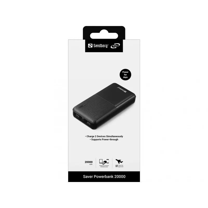 Prenosná powerbanka Sandberg Saver Powerbank 20000, 20000 mAh