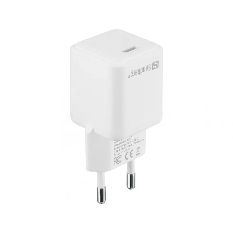 Sandberg USB-C AC nabíjačka PD20W EU, interiérová, AC, 5 V, 3 A, biela
