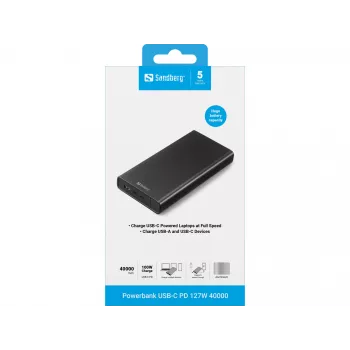 Prenosná powerbanka Sandberg USB-C PD 127W 40000 mAh