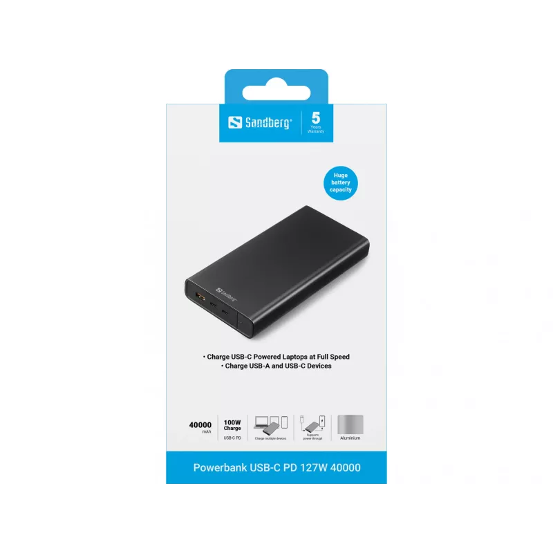Prenosná powerbanka Sandberg USB-C PD 127W 40000 mAh