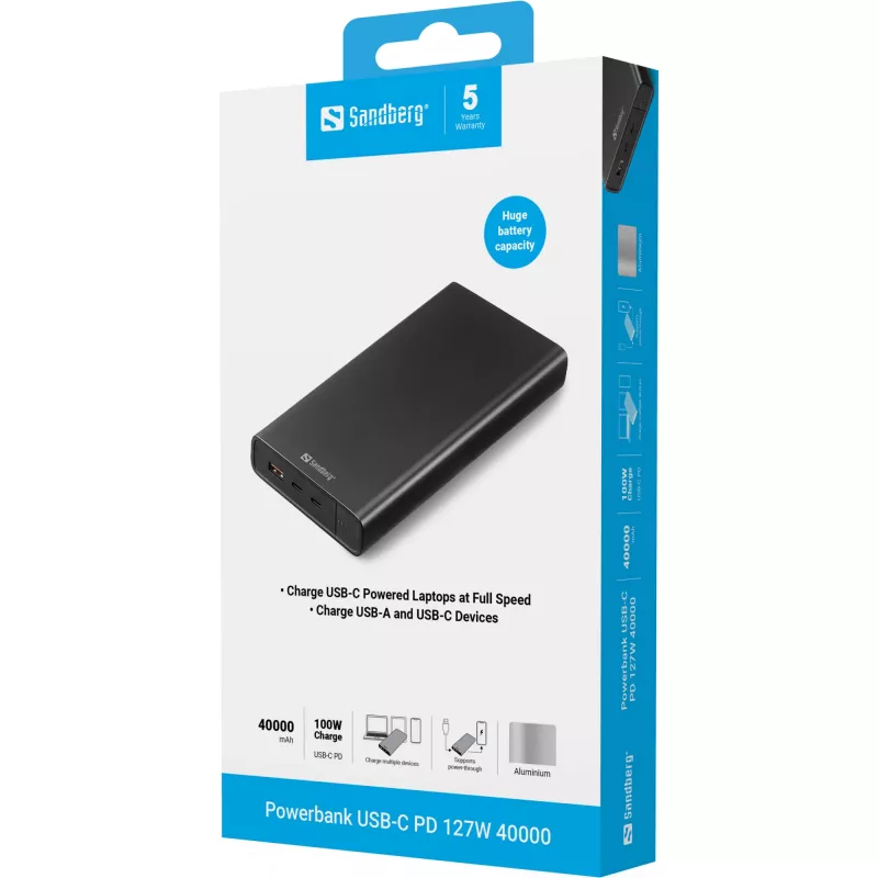 Prenosná powerbanka Sandberg USB-C PD 127W 40000 mAh