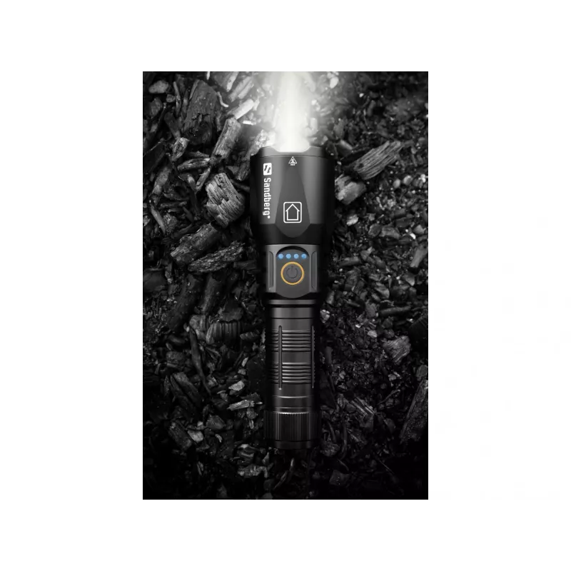 Sandberg Survivor Torch Powerbank 5000, ručná baterka, čierna, hliník, IPX4, -30 – 40 °C, FCC, RoHS, UKCA, CE