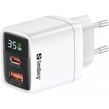 Nabíjačka Sandberg 2in1 1xUSB-C 1xUSB 35W interiérová AC univerzálna
