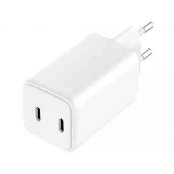 Sandberg AC nabíjačka Dual USB-C PD65W EU, interiérová, AC, 20 V, 3,25 A, biela
