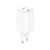 Sandberg AC nabíjačka Dual USB-C PD65W EU, interiérová, AC, 20 V, 3,25 A, biela