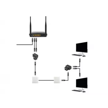 Káblový rozbočovač Lanberg ADS-RJ45-2RJ45-OS čierny