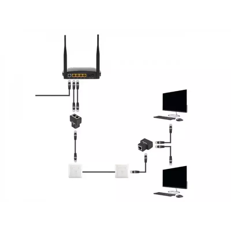 Káblový rozbočovač Lanberg ADS-RJ45-2RJ45-OS čierny