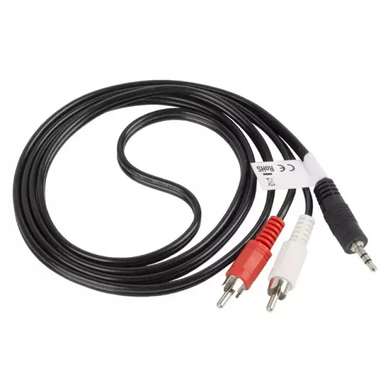 Audio kábel LANBERG 3,5 mm na 2×RCA konektor samec 1,5 m čierny