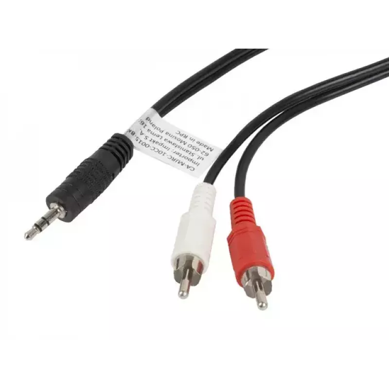 Audio kábel LANBERG 3,5 mm na 2×RCA konektor samec 1,5 m čierny