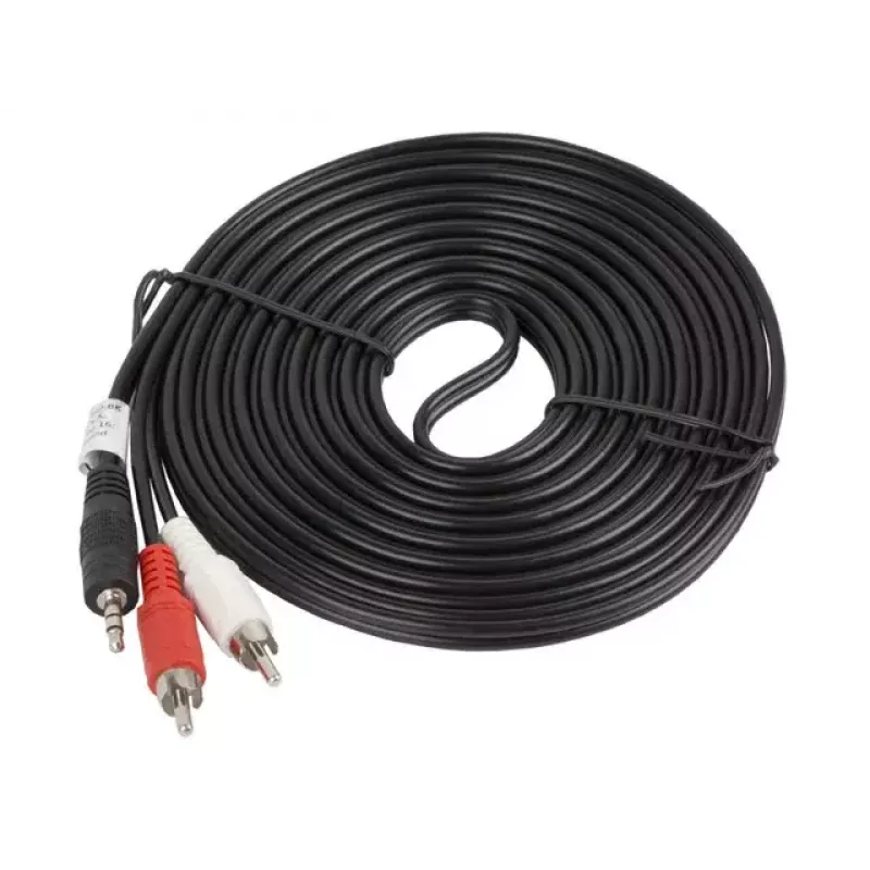 Audio kábel LANBERG 3,5 mm na 2×Cinch konektor samec, 5 m, čierny