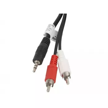 Audio kábel LANBERG 3,5 mm na 2×Cinch konektor samec, 5 m, čierny