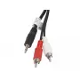 Audio kábel LANBERG 3,5 mm na 2×Cinch konektor samec, 5 m, čierny