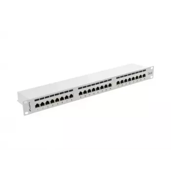 Lanberg patch panel 24 port 1U, kat. 6, tienený, sivý
