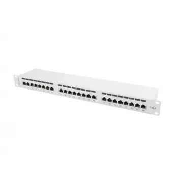 Lanberg patch panel 24 port 1U, kat. 6, tienený, sivý
