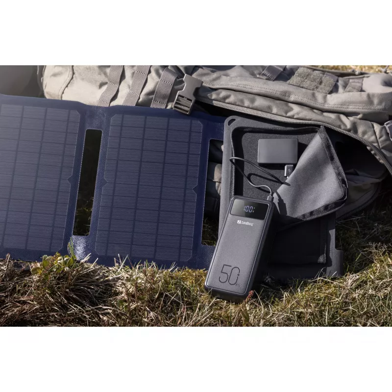 Sandberg solárna nabíjačka 40W QC3.0+PD+DC, pre vonkajšie použitie, čierna