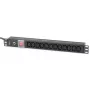 Techly 023776 19-palcová 1U rack PDU, 12x C13, zástrčka C20, vypínač, 2 m, čierna
