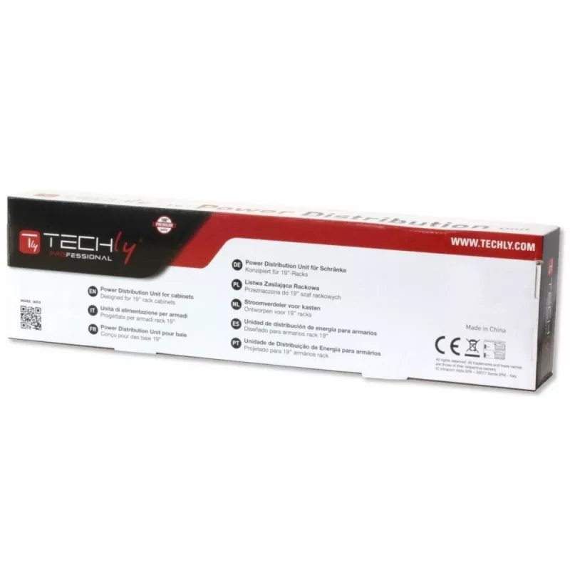 Techly 023776 19-palcová 1U rack PDU, 12x C13, zástrčka C20, vypínač, 2 m, čierna