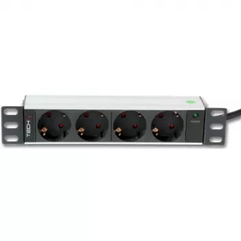 Techly I-CASE M10-4D rozvodná jednotka napájania (PDU) 4 AC výstupy 1U čierna, strieborná