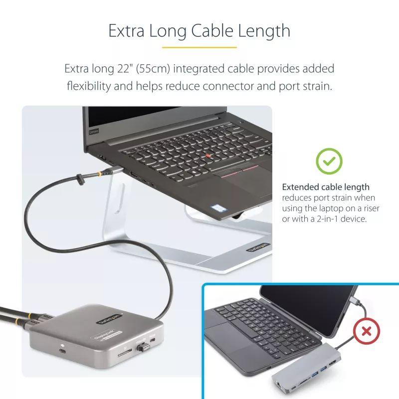 StarTech.com USB-C dokovacia stanica, Dual 4K 60Hz HDMI, kompatibilná s Macbook Pro (M1/M2/M3/M4) a Windows, USB-A/USB-C 10Gbps hub, 100W Power Delivery, GbE, SD, 56cm kábel