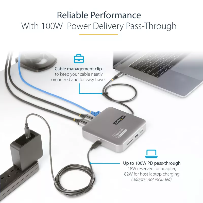StarTech.com USB-C dokovacia stanica, Dual 4K 60Hz HDMI, kompatibilná s Macbook Pro (M1/M2/M3/M4) a Windows, USB-A/USB-C 10Gbps hub, 100W Power Delivery, GbE, SD, 56cm kábel