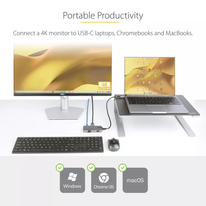 StarTech.com USB-C multiport adaptér – 4K 60Hz HDMI – HDR – 2-portový 5Gbps USB 3.0 hub – 100W Power Delivery Pass-Through – GbE – Works with Chromebook certifikovaný – Windows/macOS