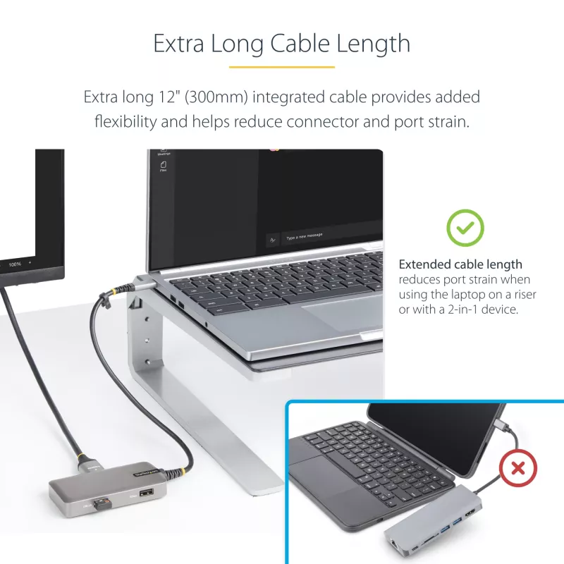 StarTech.com USB-C multiport adaptér – 4K 60Hz HDMI – HDR – 2-portový 5Gbps USB 3.0 hub – 100W Power Delivery Pass-Through – GbE – Works with Chromebook certifikovaný – Windows/macOS