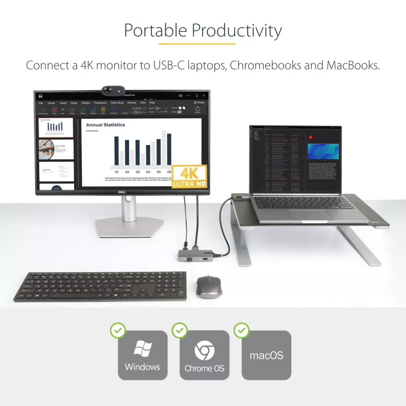 StarTech.com USB-C multiport adaptér - 4K 60Hz HDMI s HDR - 3-portový USB hub - 100W Power Delivery priechodný - Works With Chromebook certifikovaný - Windows/macOS/iPadOS/Android™