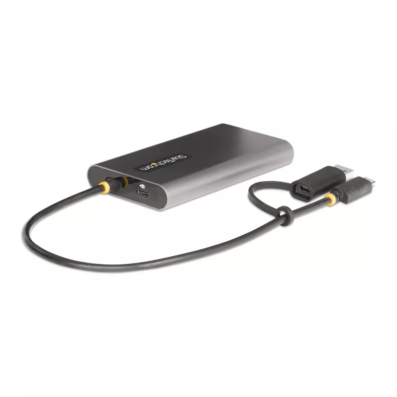 StarTech.com USB-C na Dual-HDMI adaptér – USB-C alebo A na 2x HDMI – 4K 60Hz – 100W Power Delivery Pass-Through – 30 cm (1ft) integrovaný kábel – USB-na-HDMI multi-monitor konvertor pre notebook – TAA