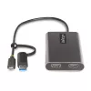 StarTech.com USB-C na Dual-HDMI adaptér – USB-C alebo A na 2x HDMI – 4K 60Hz – 100W Power Delivery Pass-Through – 30 cm (1ft) integrovaný kábel – USB-na-HDMI multi-monitor konvertor pre notebook – TAA