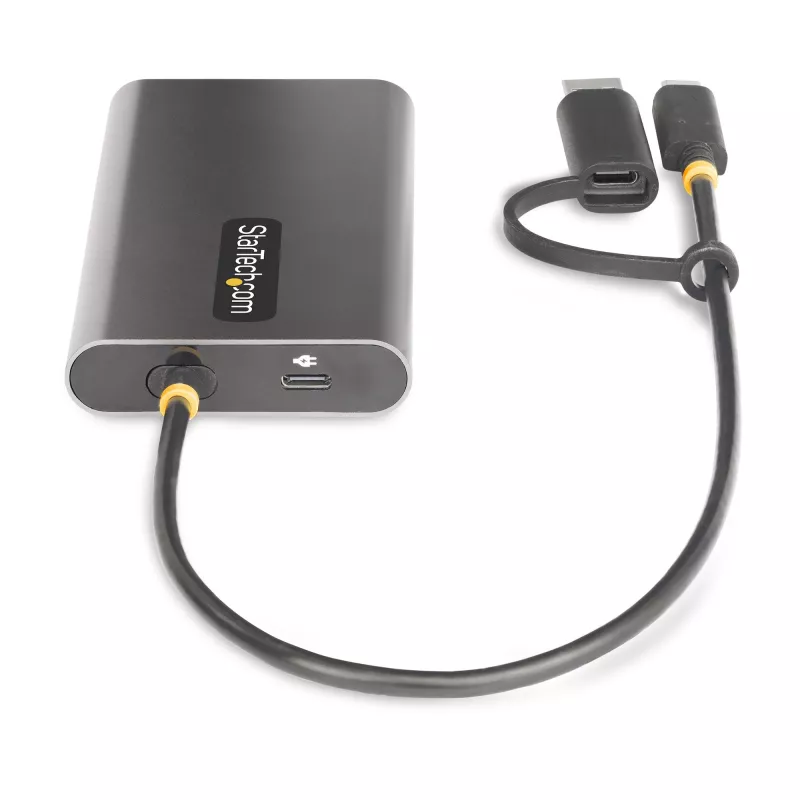 StarTech.com USB-C na Dual-HDMI adaptér – USB-C alebo A na 2x HDMI – 4K 60Hz – 100W Power Delivery Pass-Through – 30 cm (1ft) integrovaný kábel – USB-na-HDMI multi-monitor konvertor pre notebook – TAA