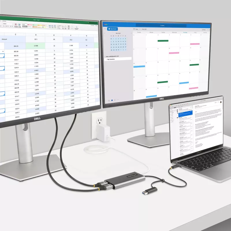 StarTech.com USB-C na Dual-HDMI adaptér – USB-C alebo A na 2x HDMI – 4K 60Hz – 100W Power Delivery Pass-Through – 30 cm (1ft) integrovaný kábel – USB-na-HDMI multi-monitor konvertor pre notebook – TAA