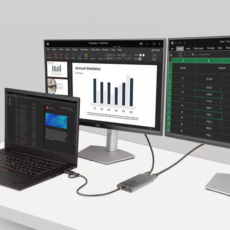 StarTech.com USB-C na Dual-HDMI adaptér – USB-C alebo A na 2x HDMI – 4K 60Hz – 100W Power Delivery Pass-Through – 30 cm (1ft) integrovaný kábel – USB-na-HDMI multi-monitor konvertor pre notebook – TAA