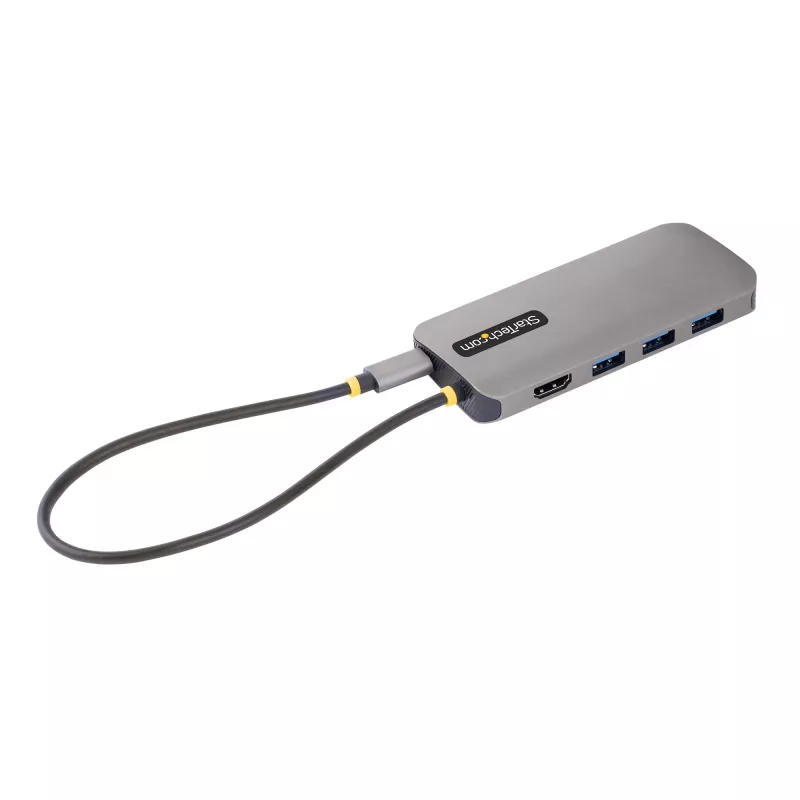 StarTech.com USB-C multiport adaptér – 4K 60Hz HDMI video, 3-portový 5Gbit/s USB-A hub, 100W USB Power Delivery priechodný/GbE/SD/MicroSD, 30cm kábel, prenosná dokovacia stanica pre notebook