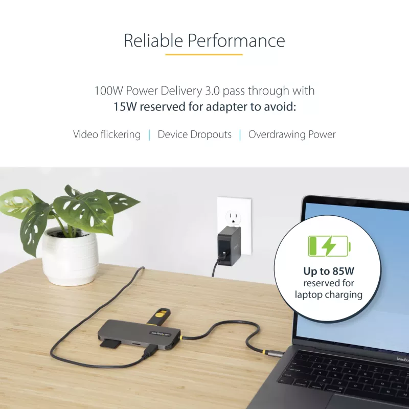 StarTech.com USB-C multiport adaptér – 4K 60Hz HDMI video, 3-portový 5Gbit/s USB-A hub, 100W USB Power Delivery priechodný/GbE/SD/MicroSD, 30cm kábel, prenosná dokovacia stanica pre notebook
