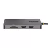 StarTech.com USB-C multiport adaptér, Dual-HDMI video, 4K 60Hz, 2x 5 Gbit/s USB-A hub, 100 W Power Delivery Pass-Through/GbE/SD/MicroSD, 30 cm kábel, Travel Dock, dokovacia stanica pre notebook