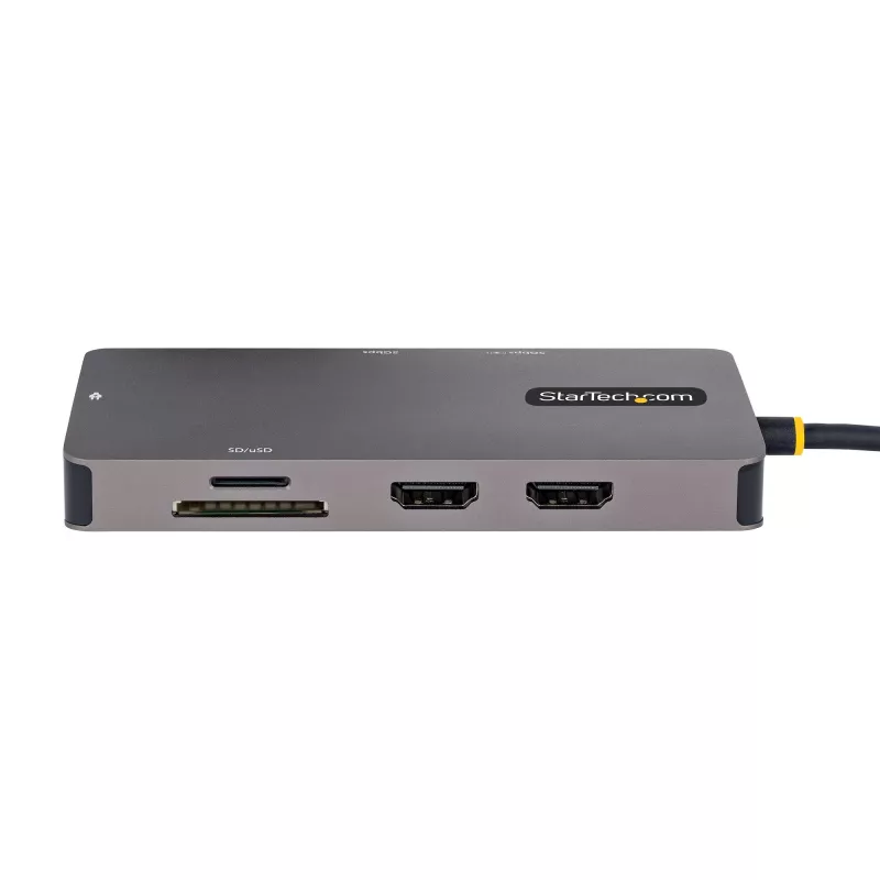 StarTech.com USB-C multiport adaptér, Dual-HDMI video, 4K 60Hz, 2x 5 Gbit/s USB-A hub, 100 W Power Delivery Pass-Through/GbE/SD/MicroSD, 30 cm kábel, Travel Dock, dokovacia stanica pre notebook