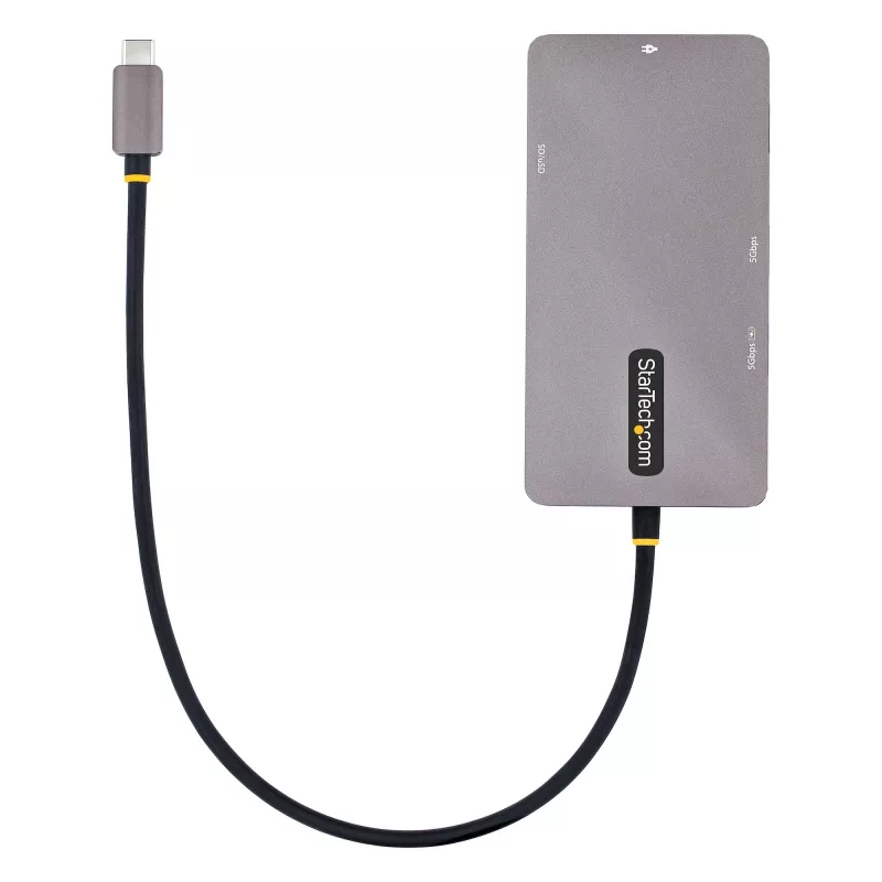 StarTech.com USB-C multiport adaptér, Dual-HDMI video, 4K 60Hz, 2x 5 Gbit/s USB-A hub, 100 W Power Delivery Pass-Through/GbE/SD/MicroSD, 30 cm kábel, Travel Dock, dokovacia stanica pre notebook