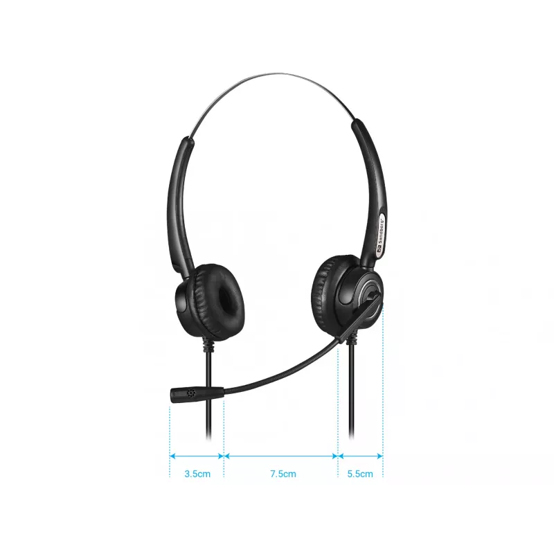 Sandberg USB+RJ9/11 Headset Pro Stereo, káblový, kancelária/call centrum, 20 - 7000 Hz, headset, čierny