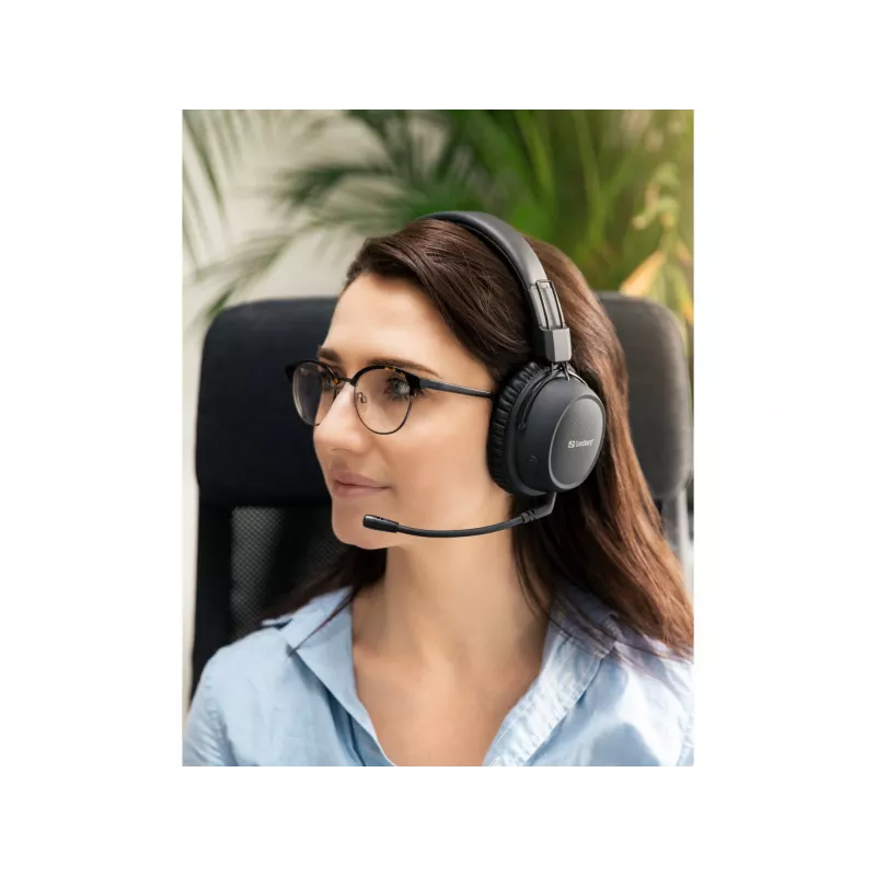 Sandberg bezdrôtový headset ANC FlexMic, bezdrôtový, gaming, 20 - 20000 Hz, 211 g, headset, čierny