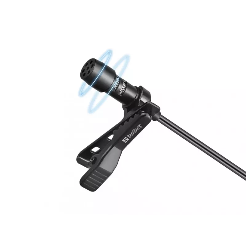 Sandberg Streamer USB Clip mikrofón, lavalier/pripínací mikrofón, -38 dB, 50 - 18000 Hz, 16 bit, 48 kHz, 84 dB
