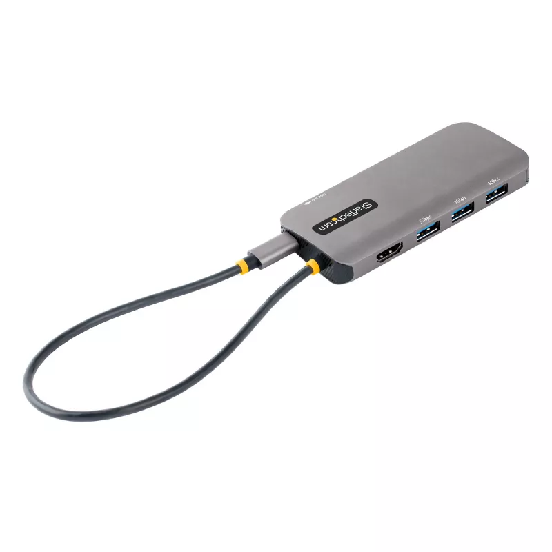 StarTech.com USB-C multiport adaptér, 4K 60Hz HDMI video, 3-portový 5Gbps USB hub, 100W Power Delivery Pass-Through, GbE, 30 cm kábel, Mini Travel Dock, dokovacia stanica pre notebook